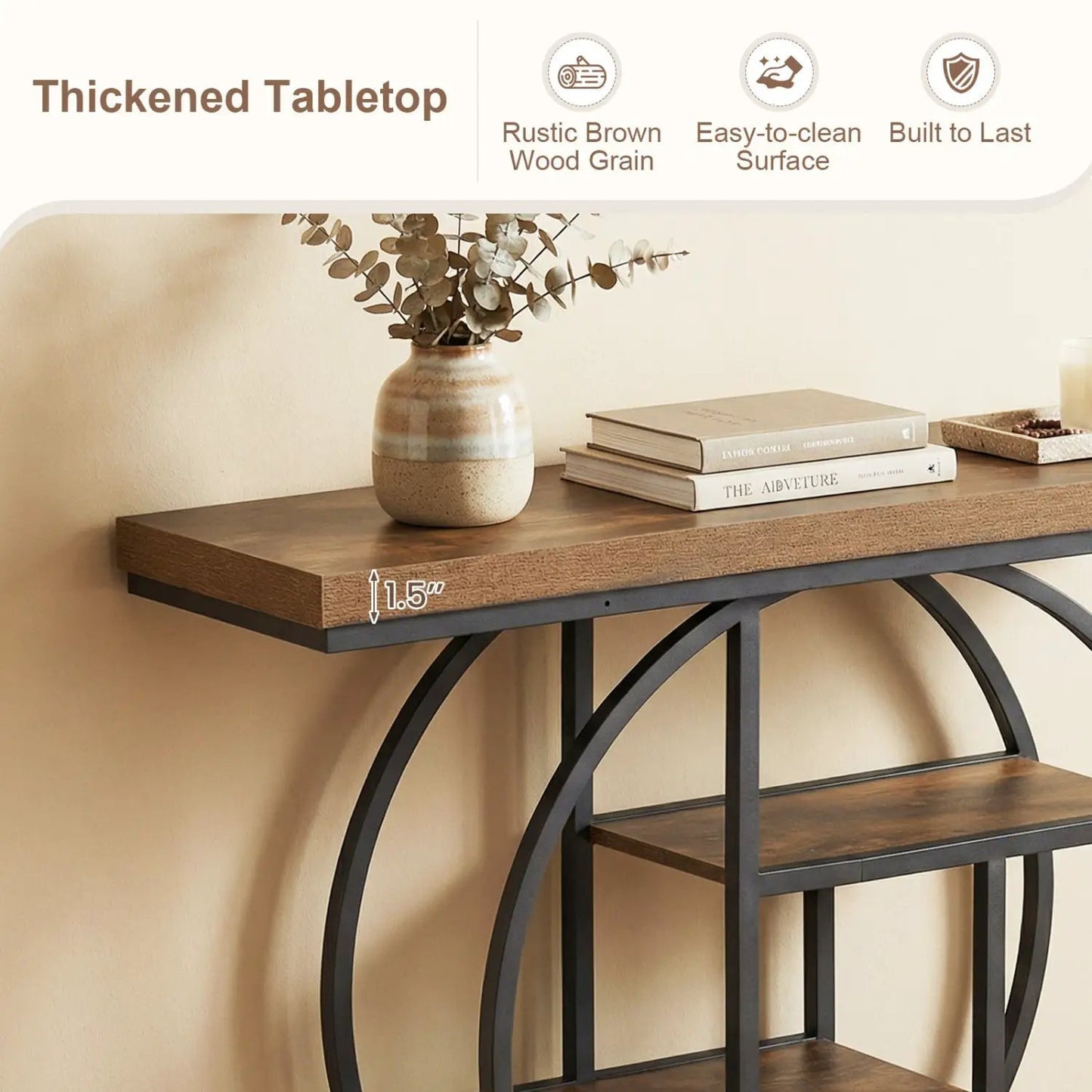 4 Tier Console Table With Storage Shelves