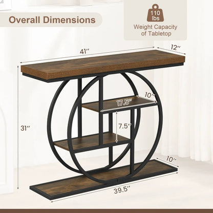 4 Tier Console Table With Storage Shelves