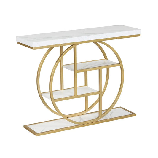 4 Tier Console Table With Storage Shelves