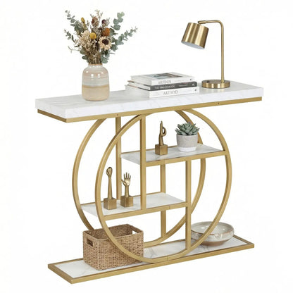 4 Tier Console Table With Storage Shelves