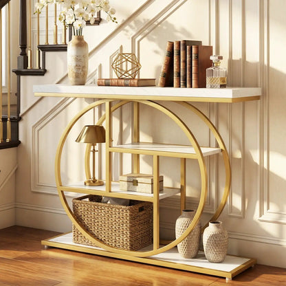 4 Tier Console Table With Storage Shelves