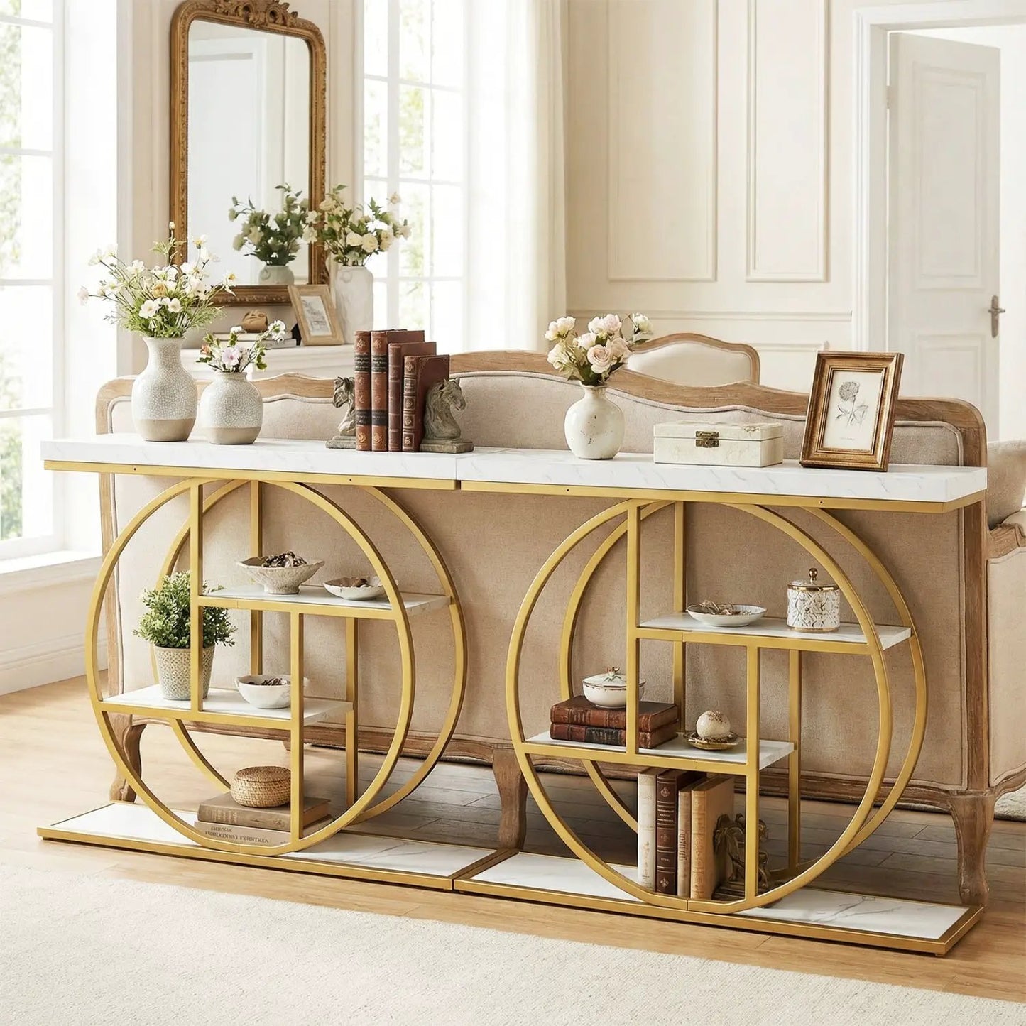 4 Tier Console Table With Storage Shelves