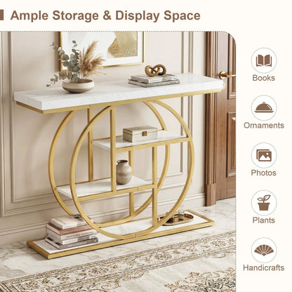 4 Tier Console Table With Storage Shelves