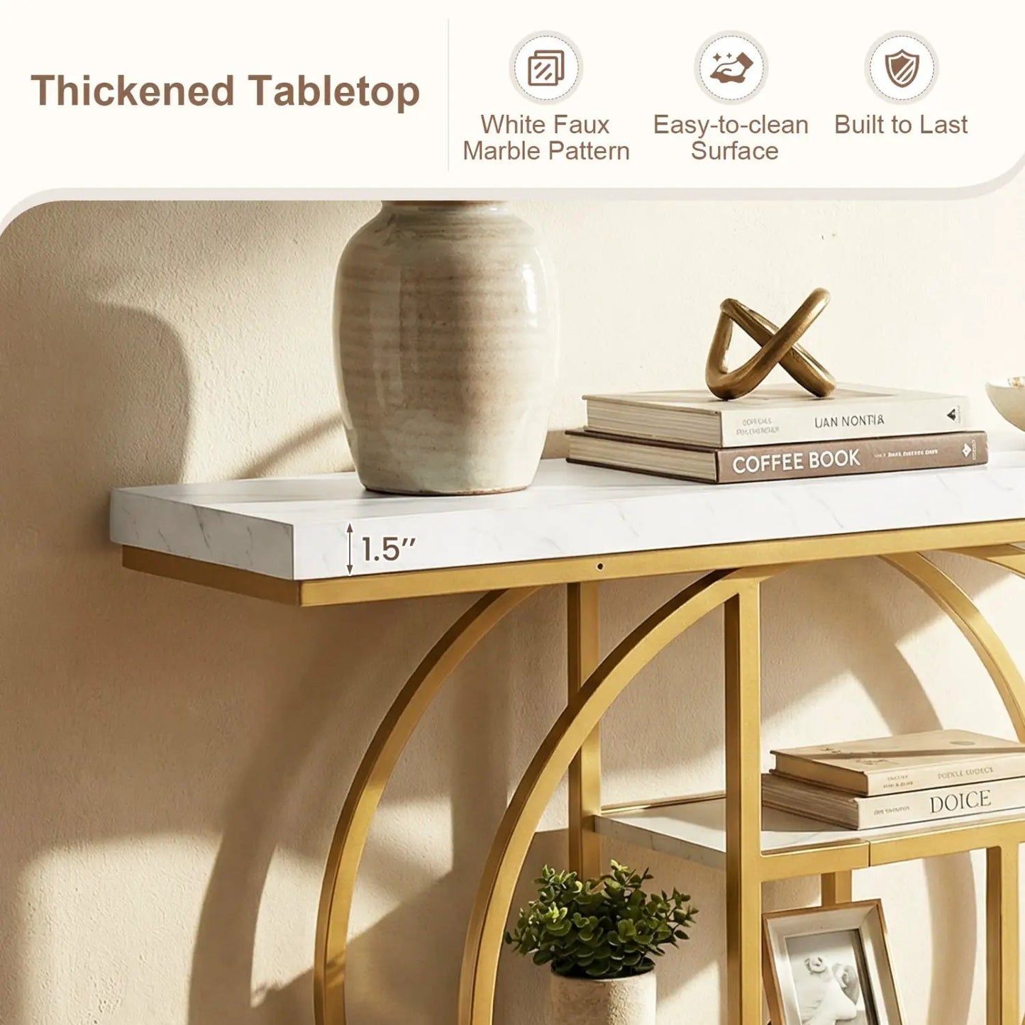 4 Tier Console Table With Storage Shelves