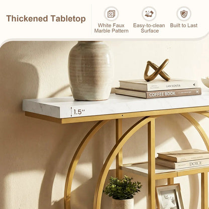 4 Tier Console Table With Storage Shelves