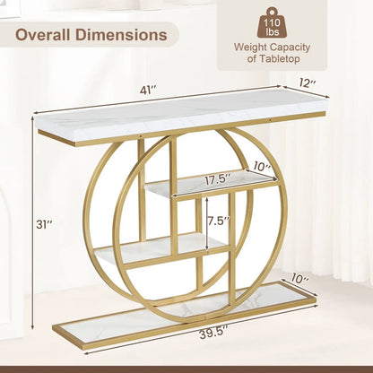 4 Tier Console Table With Storage Shelves