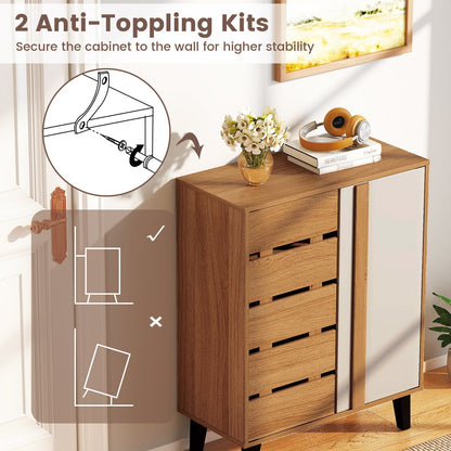 4-Tier Farmhouse Shoe Organizer with Louvered Door