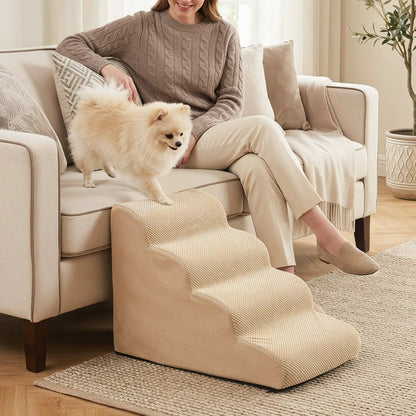 Four Tier Foam Dog Steps with Washable Cover