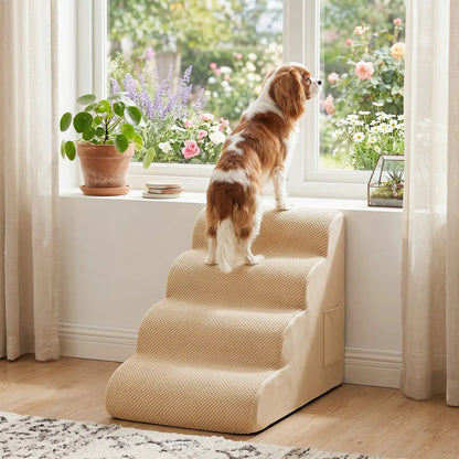 Four Tier Foam Dog Steps with Washable Cover