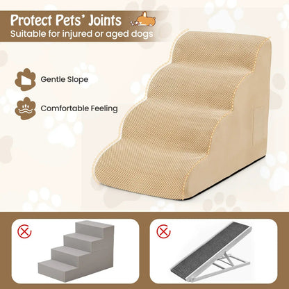 Four Tier Foam Dog Steps with Washable Cover