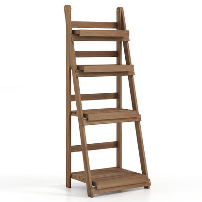 4-Tier Foldable Wooden Plant Stand with Slatted Shelves by DirectDeals on Tampa Home & Garden Store