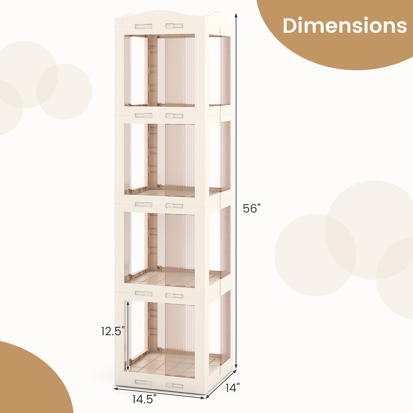 4-Tier Foldable Rotating Bookshelf with Swivel Base and Translucent Panels-White - Tampa Home & Garden Store
