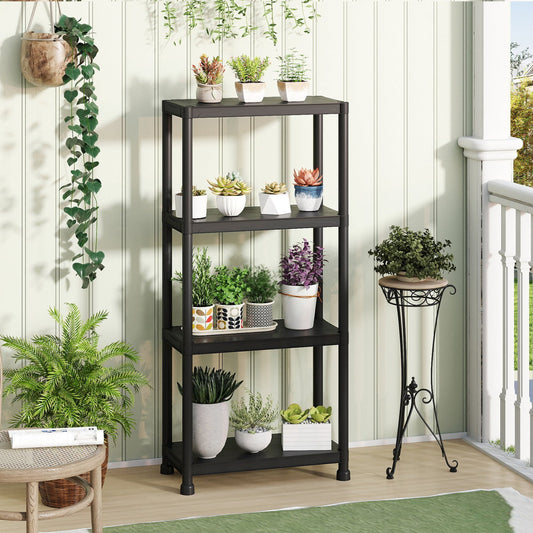 4-Tier Heavy-Duty Plastic Storage Shelves Freestanding Garage Shelving Unit - Tampa Home & Garden Store