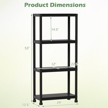 4-Tier Heavy-Duty Plastic Storage Shelves Freestanding Garage Shelving Unit