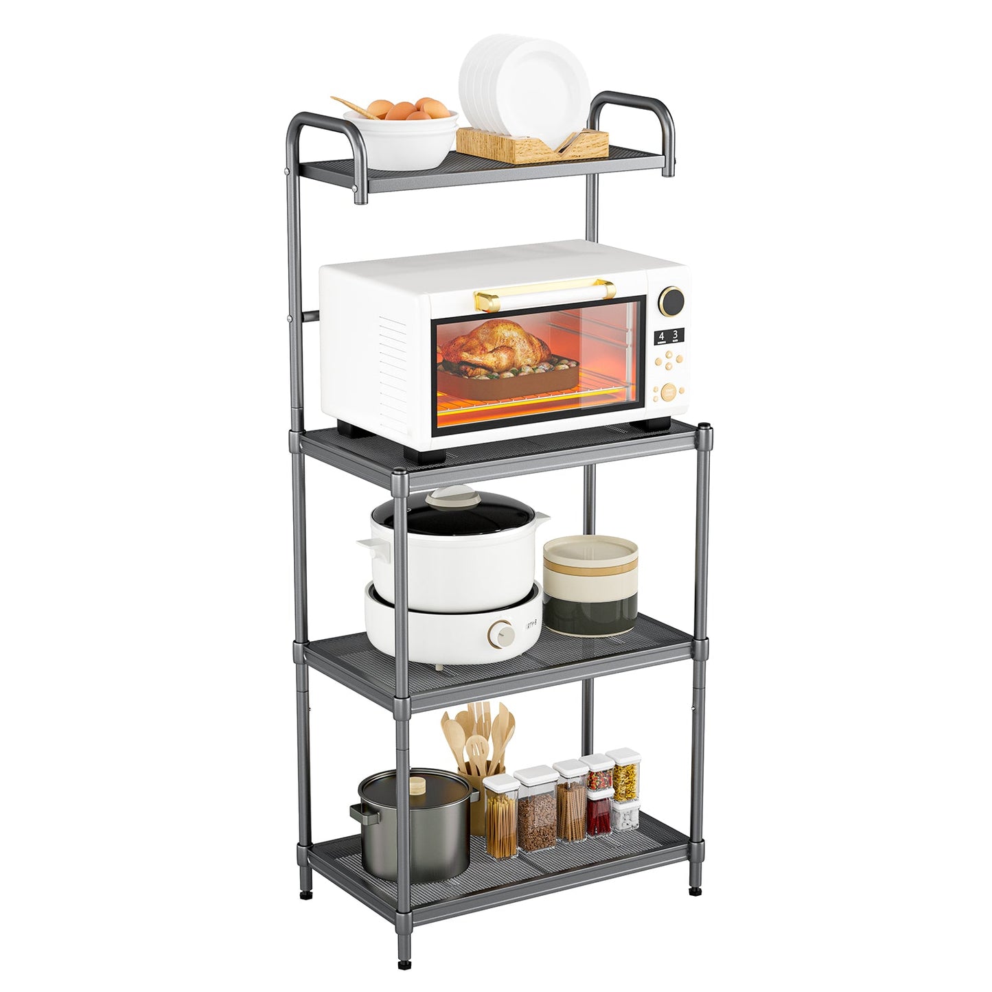 Estantería de panadero de 4 niveles Estante de almacenamiento de cocina Organizador