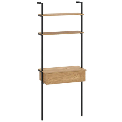 4-Tier Ladder Bookshelf with Drawer and Metal