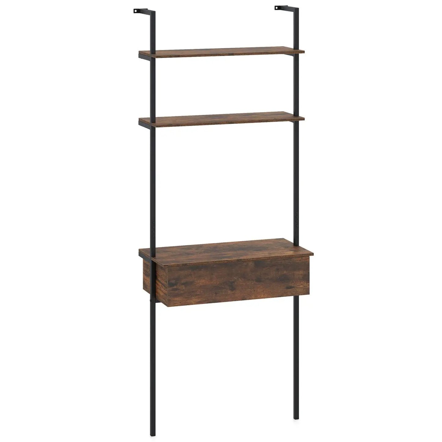 4-Tier Ladder Bookshelf with Drawer and Metal