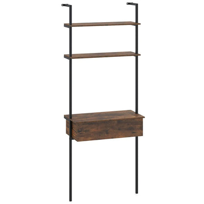 4-Tier Ladder Bookshelf with Drawer and Metal