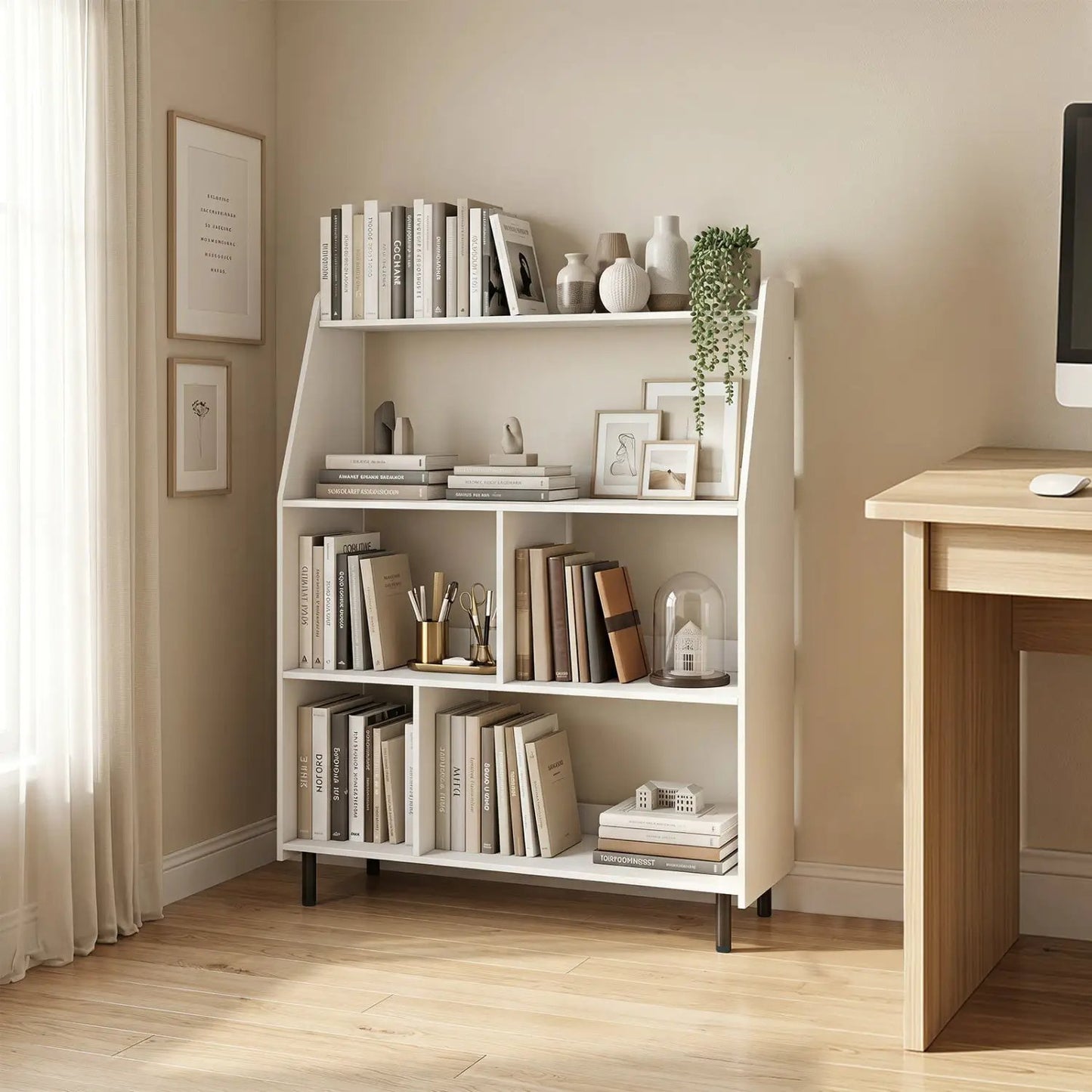 4 Tier Open Bookcase with Anti Tipping Kits White
