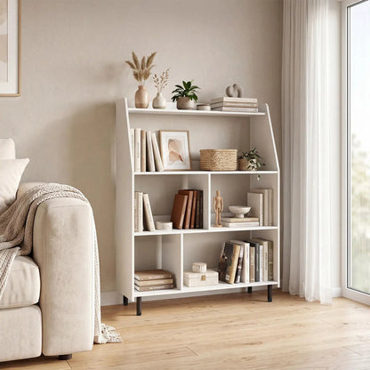 4 Tier Open Bookcase with Anti Tipping Kits White