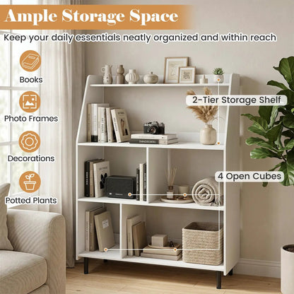 4 Tier Open Bookcase with Anti Tipping Kits White