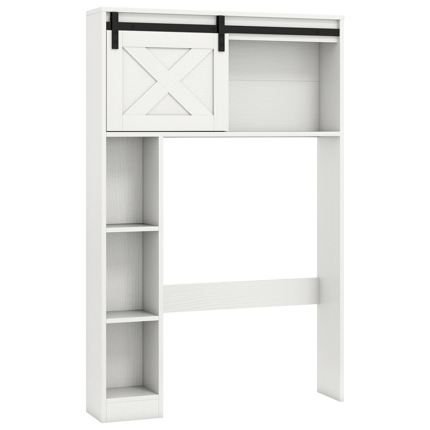 4-Tier Over The Toilet Storage Cabinet with Sliding Barn Door and Storage Shelves