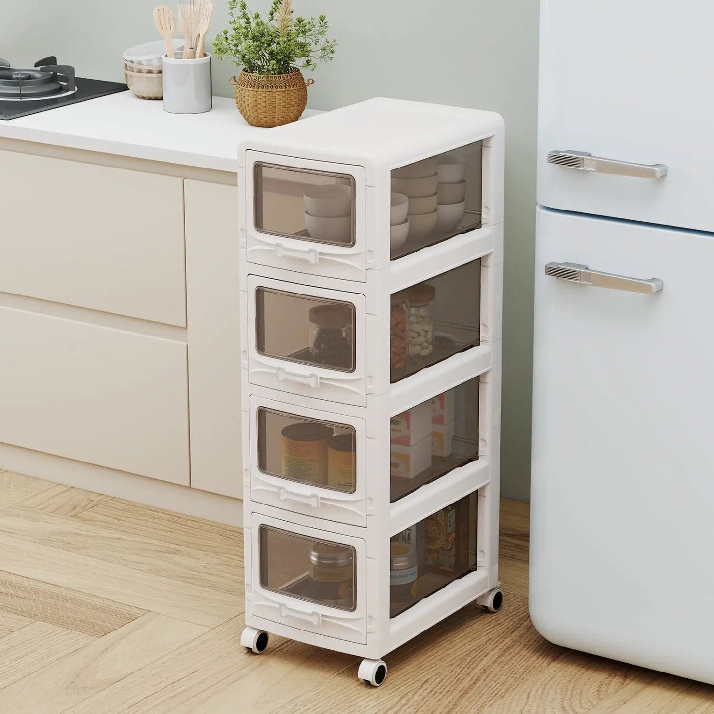 Rolling Storage Cart With Lockable Wheels