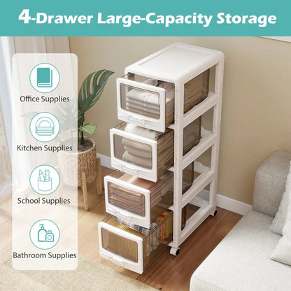 Rolling Storage Cart With Lockable Wheels