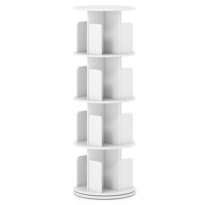 4-Tier Rotating Bookshelf 360¬∞ Display Rack with Dividers and Anti-falling Baffles