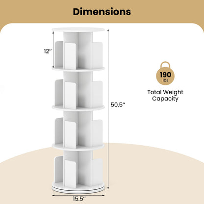 4-Tier Rotating Bookshelf 360¬∞ Display Rack with Dividers and Anti-falling Baffles