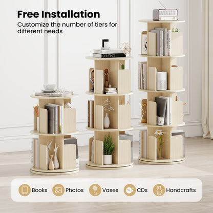 4-Tier Rotating Bookshelf 360¬∞ Display Rack with Dividers and Anti-falling Baffles