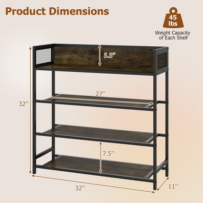 4 Tier Shoe Rack Industrial With Metal Frame