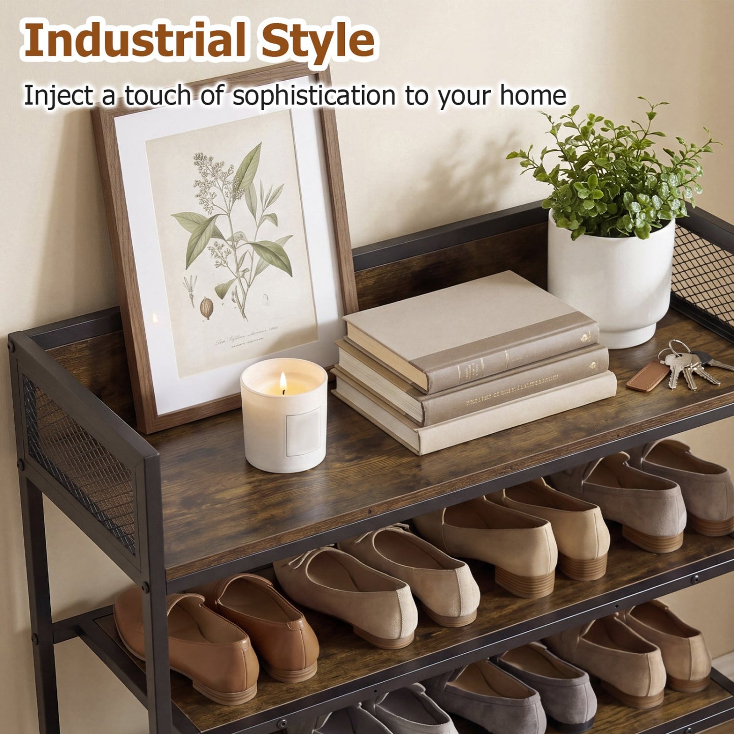 4 Tier Shoe Rack Industrial With Metal Frame