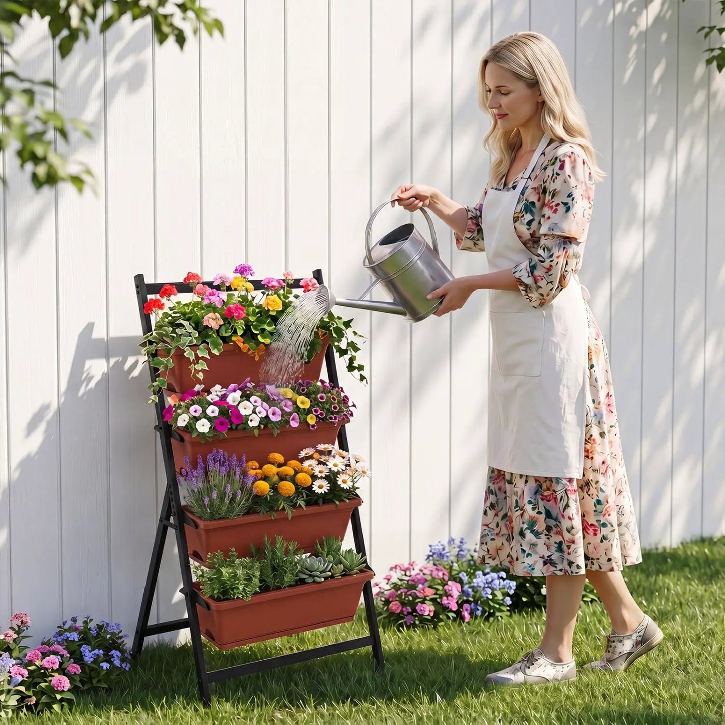 4-Tier Vertical Raised Garden Bed Drainage Holes