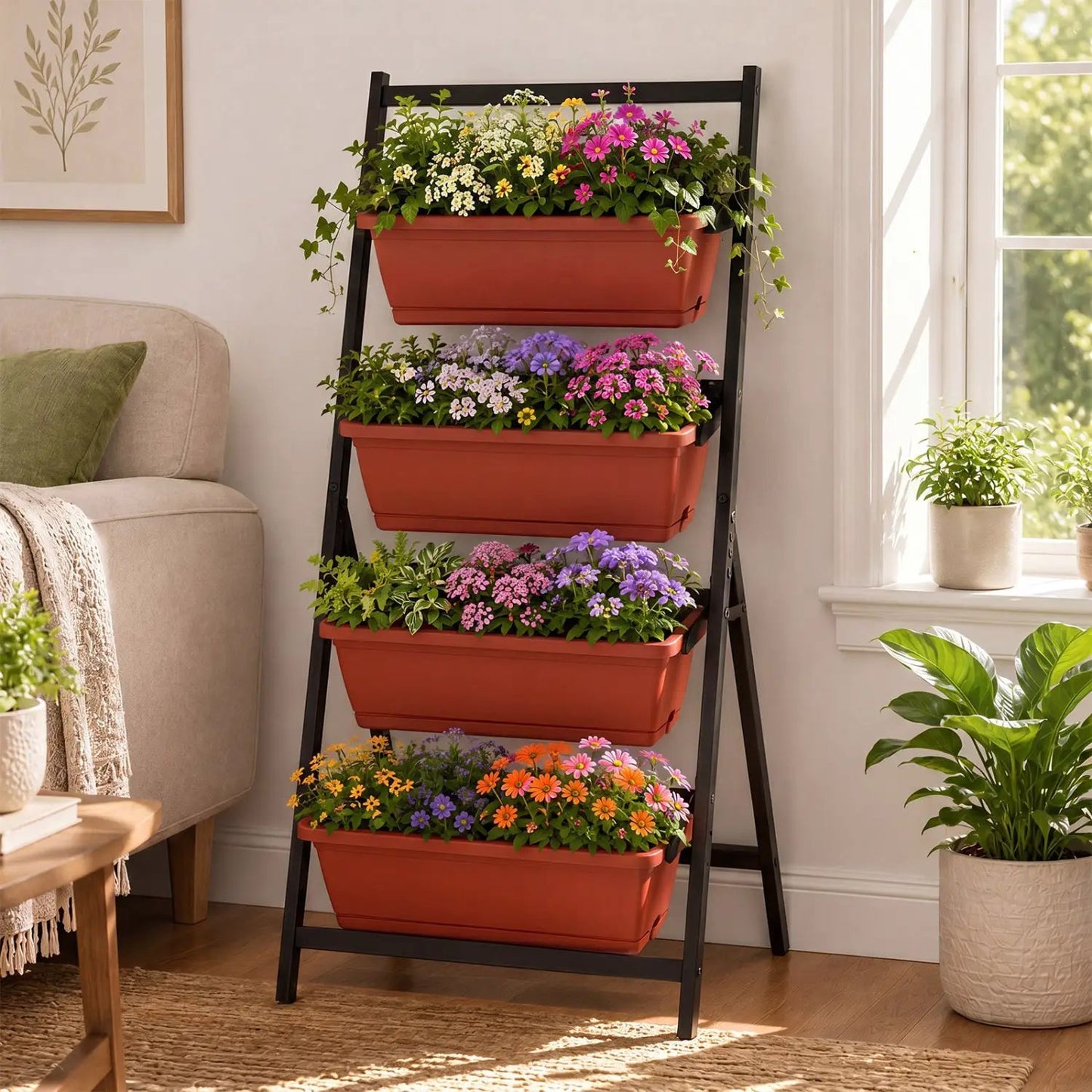 4-Tier Vertical Raised Garden Bed Drainage Holes