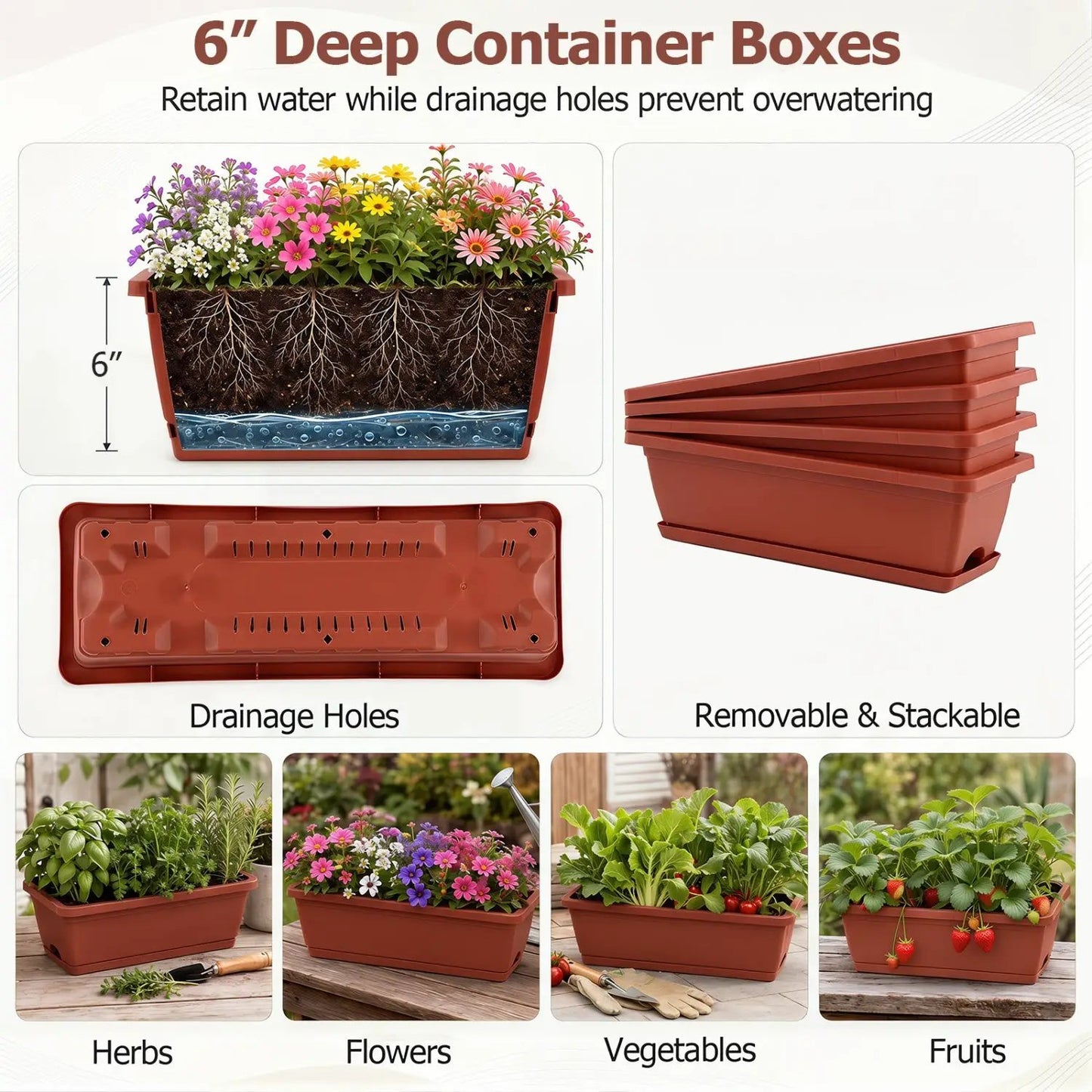 4-Tier Vertical Raised Garden Bed Drainage Holes
