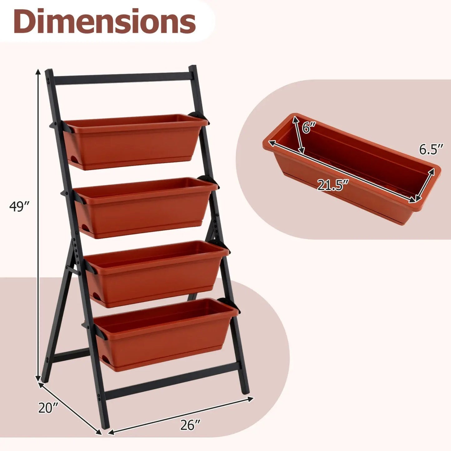 4-Tier Vertical Raised Garden Bed Drainage Holes