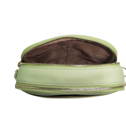 Genuine Leather Double Zipper Crossbody