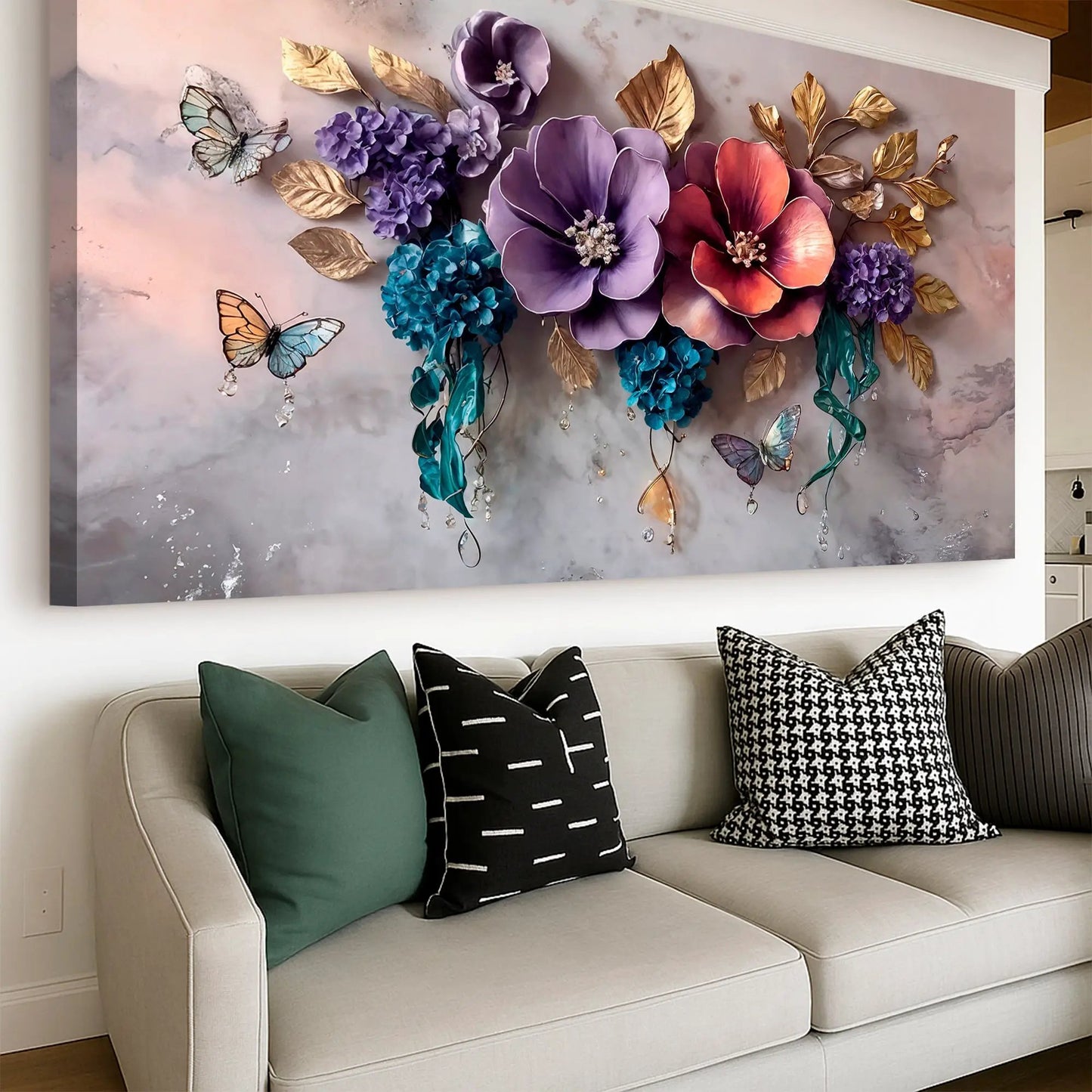 Floral Symphony Canvas Wall Art for Living Rooms
