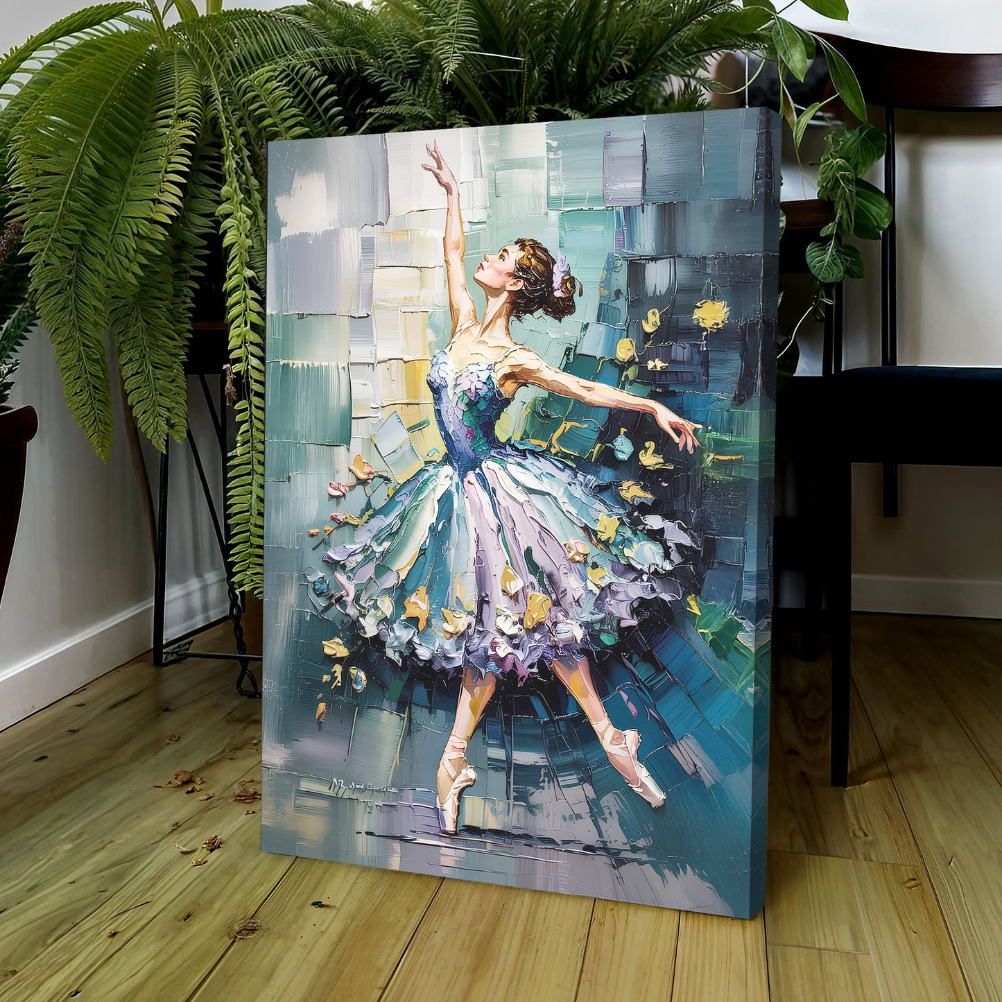 Ballerina Abstract Wall Art canvas by Tailored Canvases, crafting canvas in teal hues on Tampa Home & Garden Store