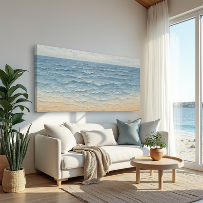 Serene Ocean Wave Coastal Wall Art VI canvas by Tailored Canvases in blue beige tones on Tampa Home & Garden Store