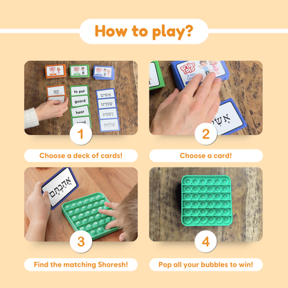 Shoresh Pop Hebrew Wordpop educational toy by The Fidget Games; colorful Hebrew flashcards on Tampa Home & Garden Store