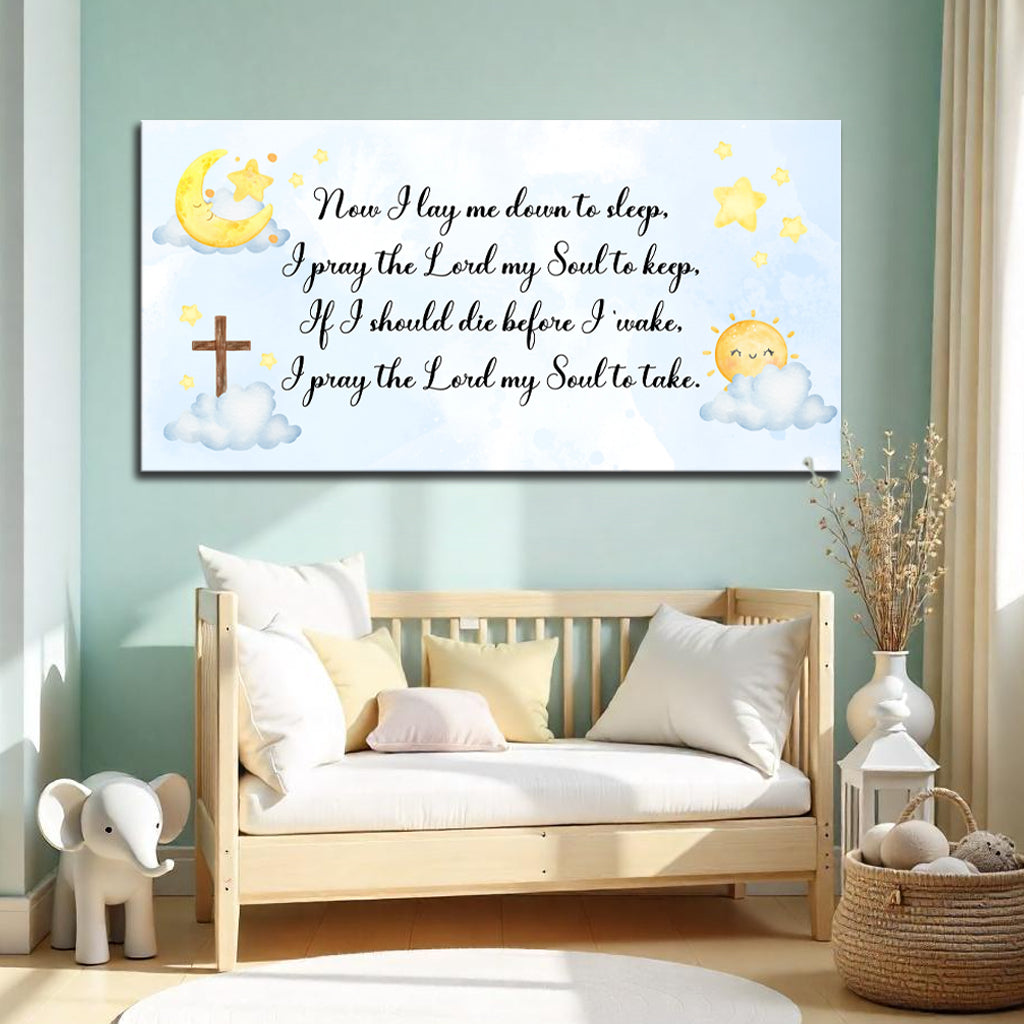 Canvas I Lay Me Down To Sleep Faith Sign II by Tailored Canvases with sun, moon, and clouds on Tampa Home & Garden Store