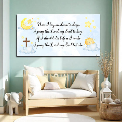 Canvas I Lay Me Down To Sleep Faith Sign II by Tailored Canvases with sun, moon, and clouds on Tampa Home & Garden Store