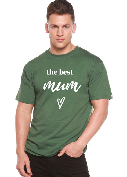 The Best Mum unisex bamboo viscose organic cotton short sleeve tee green with white graphic on Tampa Home & Garden Store
