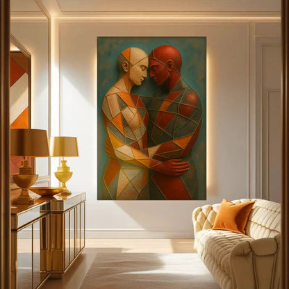 Canvas Embrace of Geometry Abstract Wall Art III Tailored Canvases, teal geometric figures on Tampa Home & Garden Store