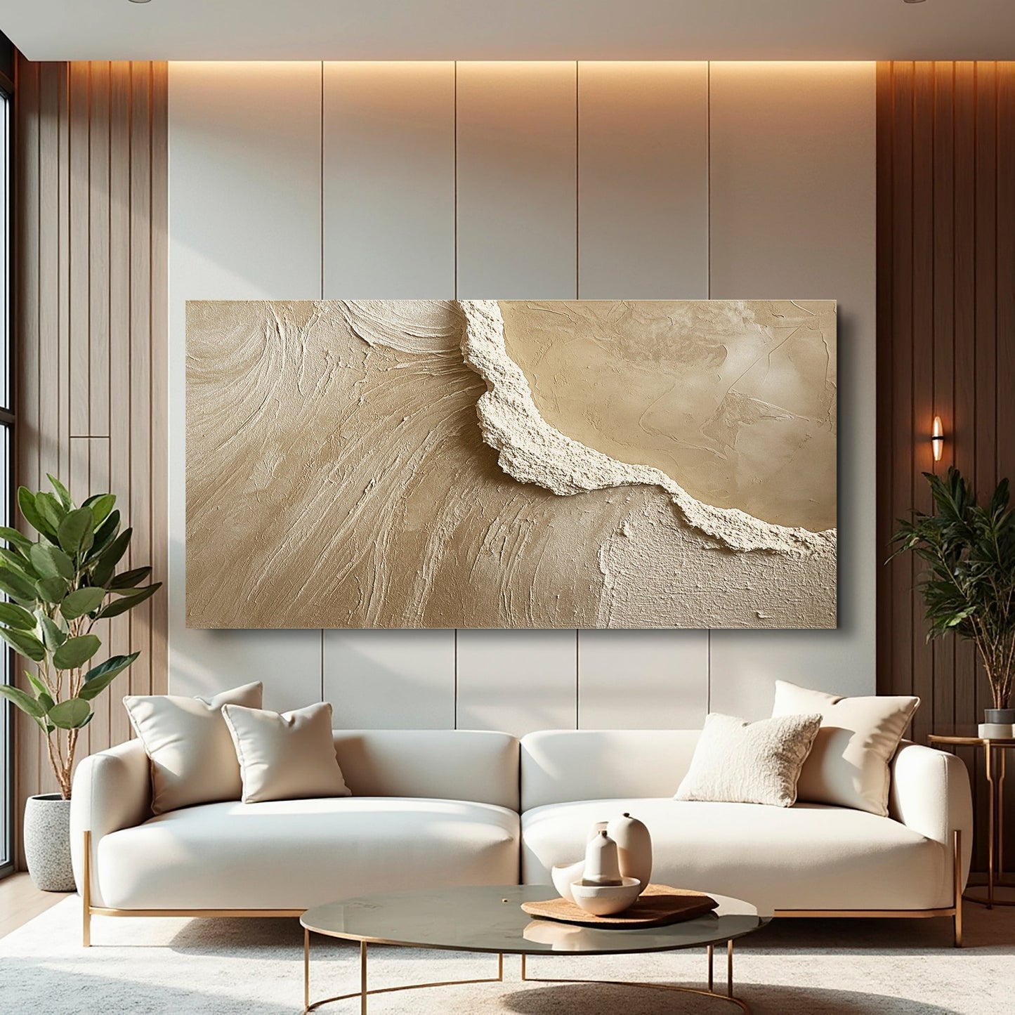 Minimalist Wall Art VII canvas by Tailored Canvases; beige textured abstract canvas on Tampa Home & Garden Store