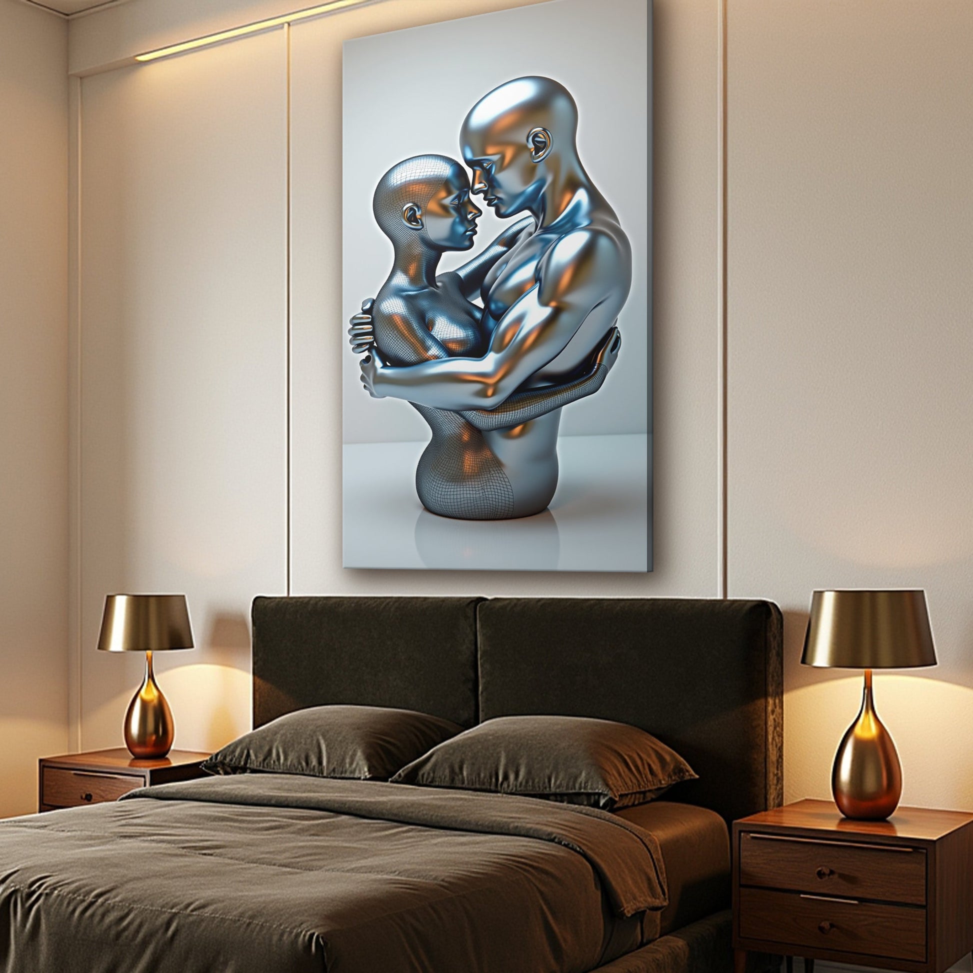 Canvas Eternal Love Figure Abstract Wall Art II metal hugging couple Tailored Canvases on Tampa Home & Garden Store