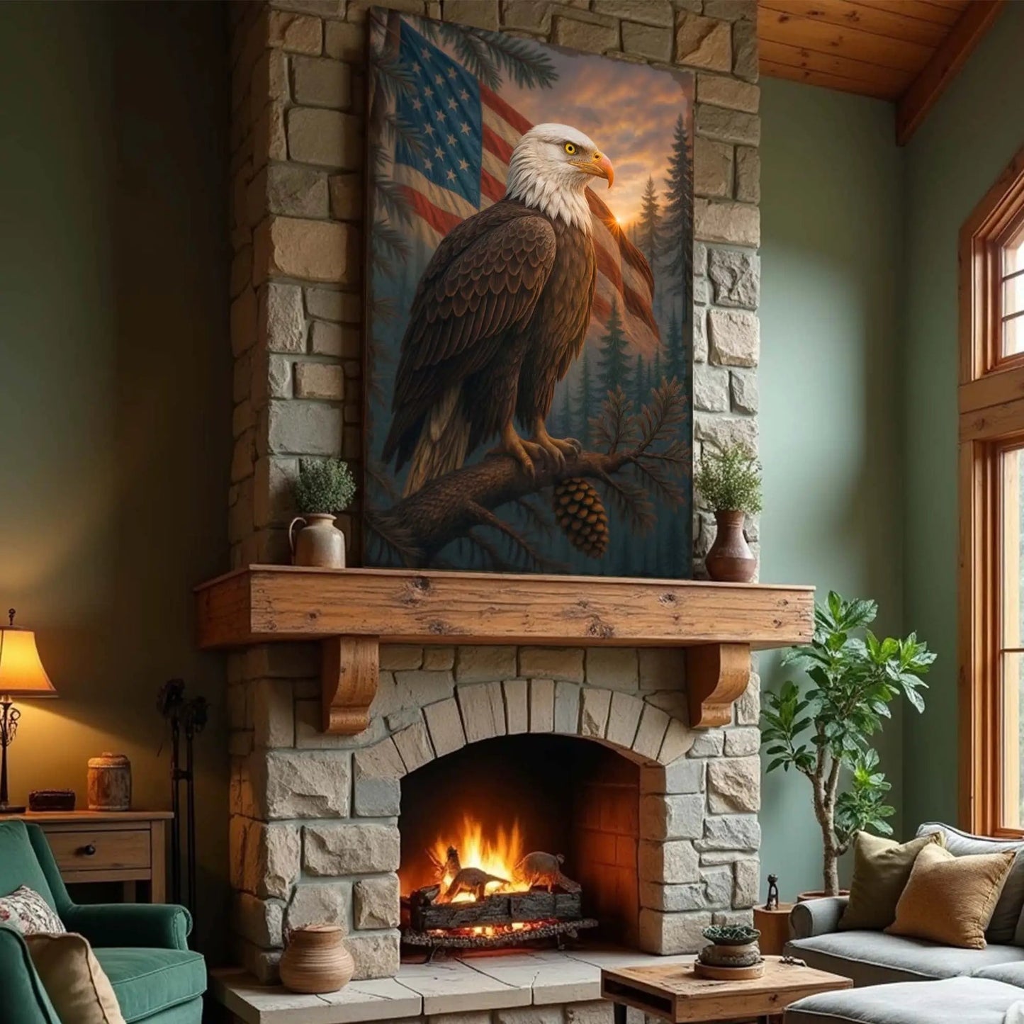 Canvas wall art Sentinel of the Pines Eagle by Tailored Canvases, bald eagle on Tampa Home & Garden Store