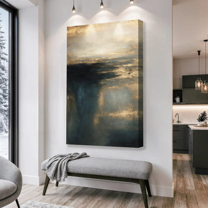 Cloudscape Glimmer canvas wall art Tailored Canvases in gold teal gradient crafting canvas on Tampa Home & Garden Store